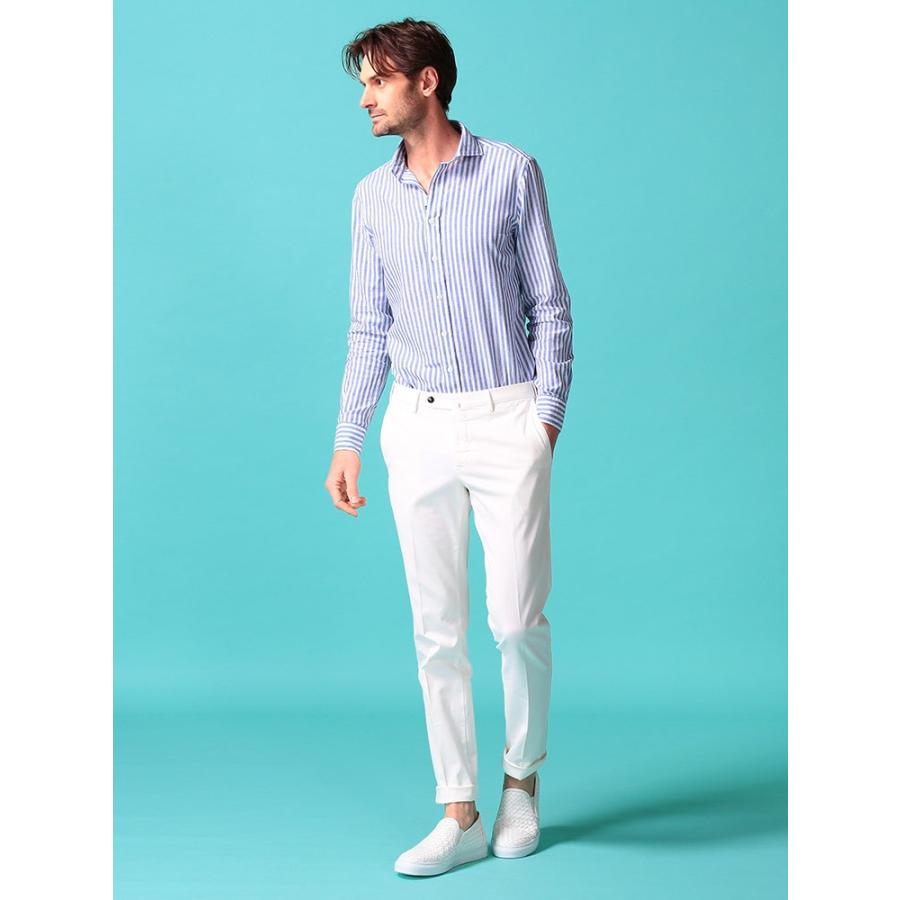 ラルディーニ メンズ シャツ 長袖 Lardini 麻シャツ ストライプ ホリゾンタルカラー コットン リネン ブルー ブランド トップス リネンシャツ Ldciroc11 73 ゼンオンライン 通販 Yahoo ショッピング