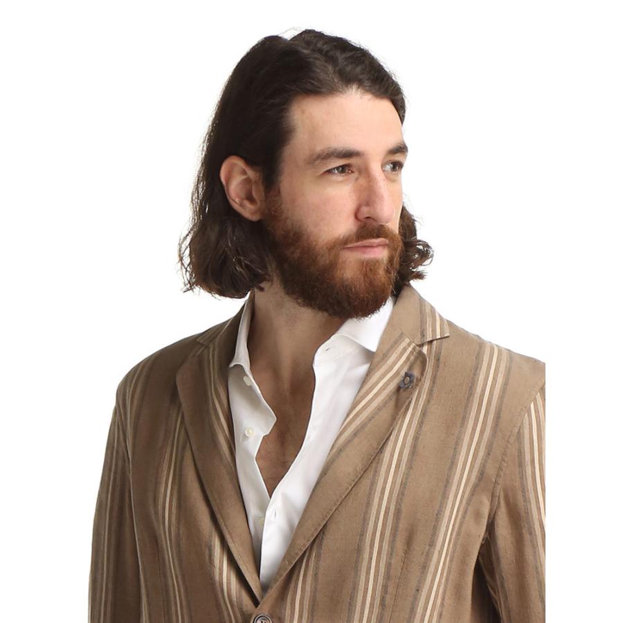 ラルディーニ Lardini メンズ 麻ジャケット ストライプ シングル 2ツ釦 ジャケット テーラード シャツ ブランド Ldamac1390 リネン 数量は多い