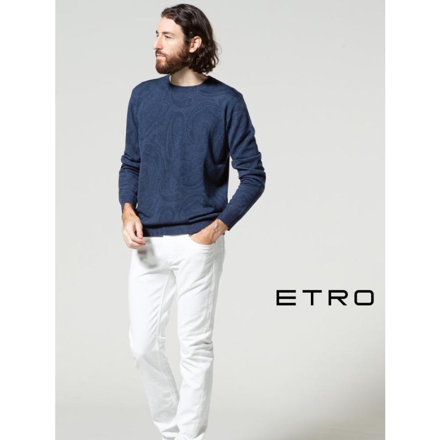 エトロ メンズ ETRO ウール100％ ペイズリー 総柄 クルーネック ニット