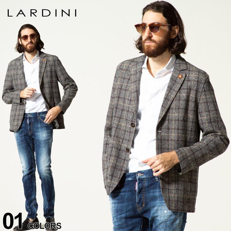 ラルディーニ メンズ LARDINI チェック コットン フランネル シングル 2ツ釦 ジャケット ブランド アウター テーラード LDAMAIPC1456  2021AW