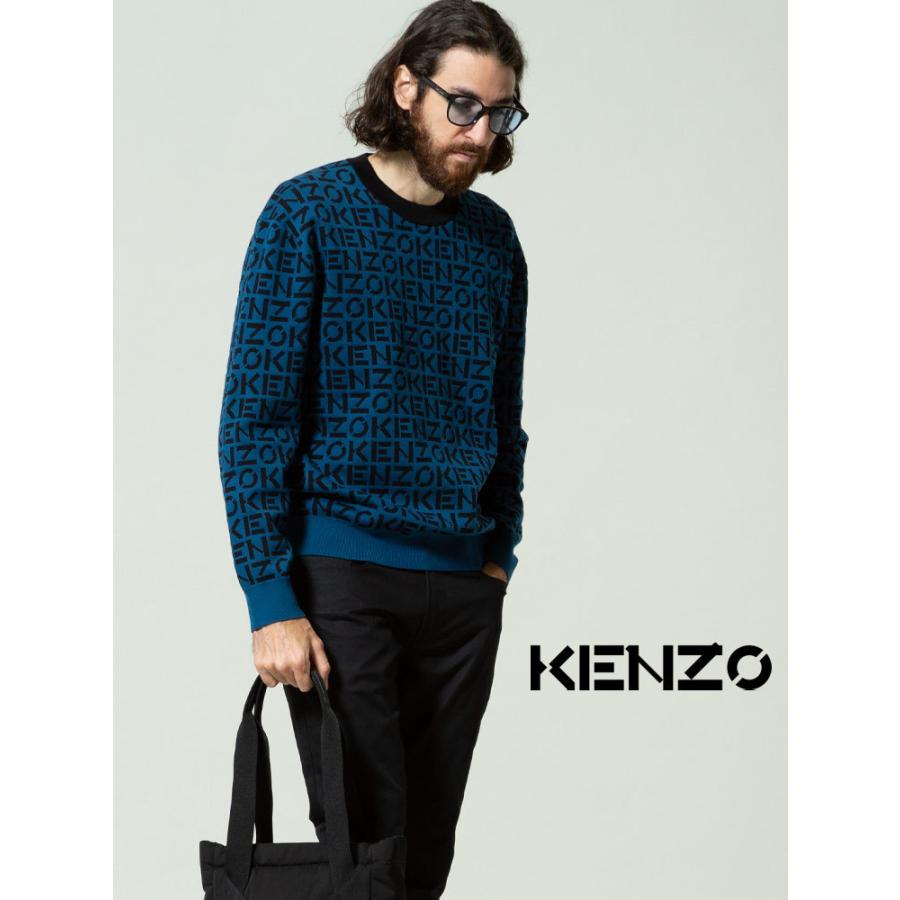 KENZO メンズ ケンゾー ロゴ 総柄 クルーネック ニット セーター