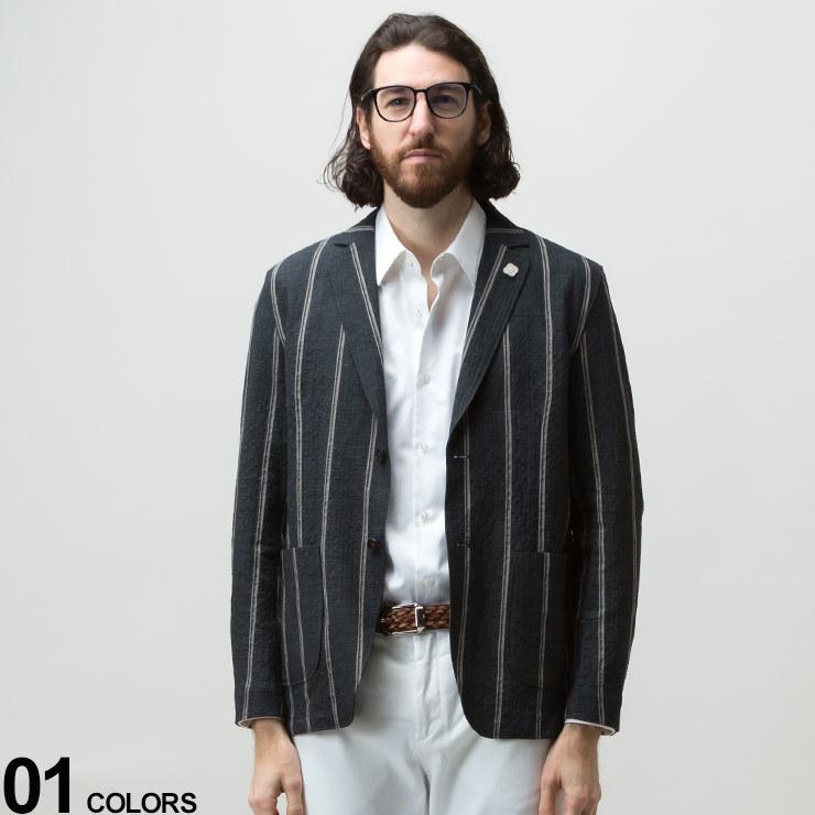 ラルディーニ シアサッカー テーラードジャケット L ブートニエール ストライプ ラルディーニ テーラードジャケット シアサッカー ストライプ