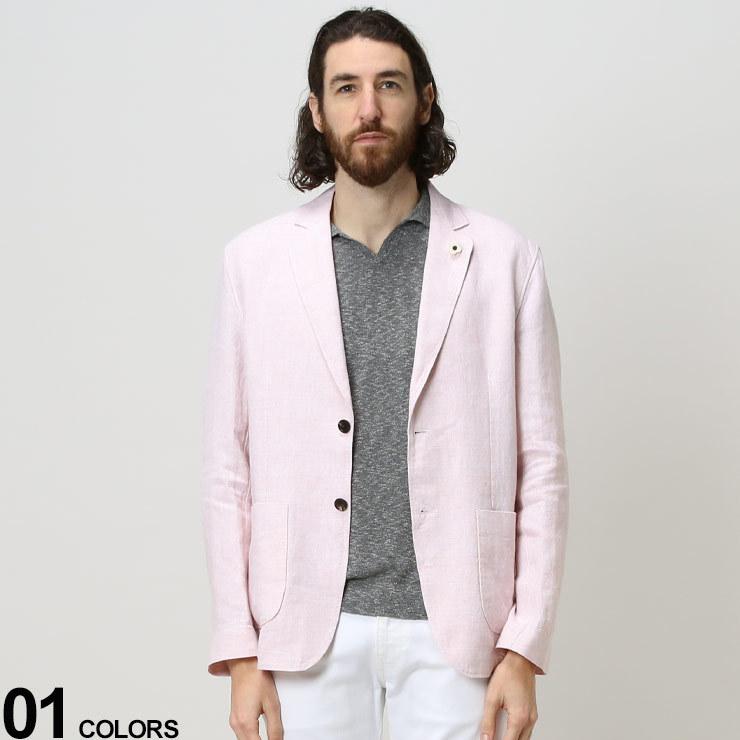 ラルディーニ メンズ ジャケット シングル LARDINI 麻100％ 無地