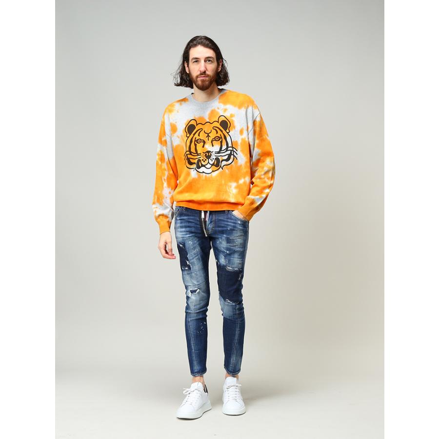 KENZO コットンセーター クルーネックオレンジ 超新作 メンズ | wl