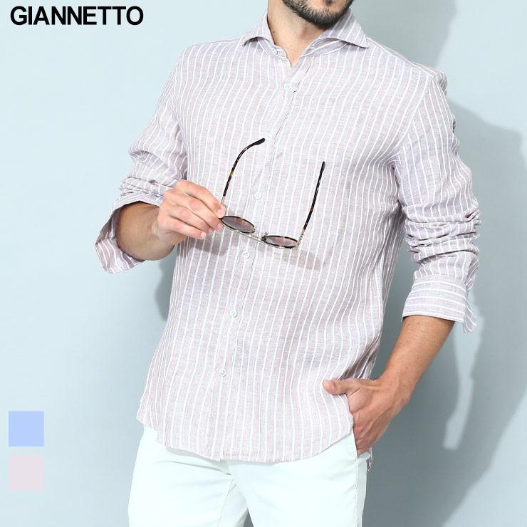 GIANNETTO ジャンネット シャツ 麻シャツ 長袖シャツ メンズ GIANNETTO ジャンネット シャツ 麻シャツ 長袖シャツ メンズ
