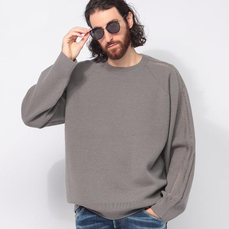 Y-3 ワイスリー 袖ライン リラックスシルエット ウールニット メンズ