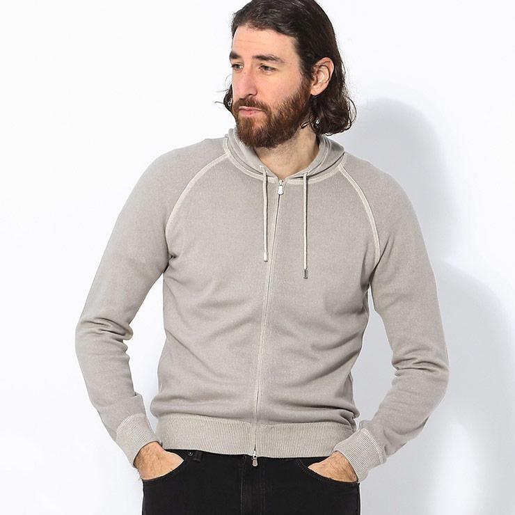 Gran Sasso（グランサッソ） カシミヤ混 フード フルジップ ニット