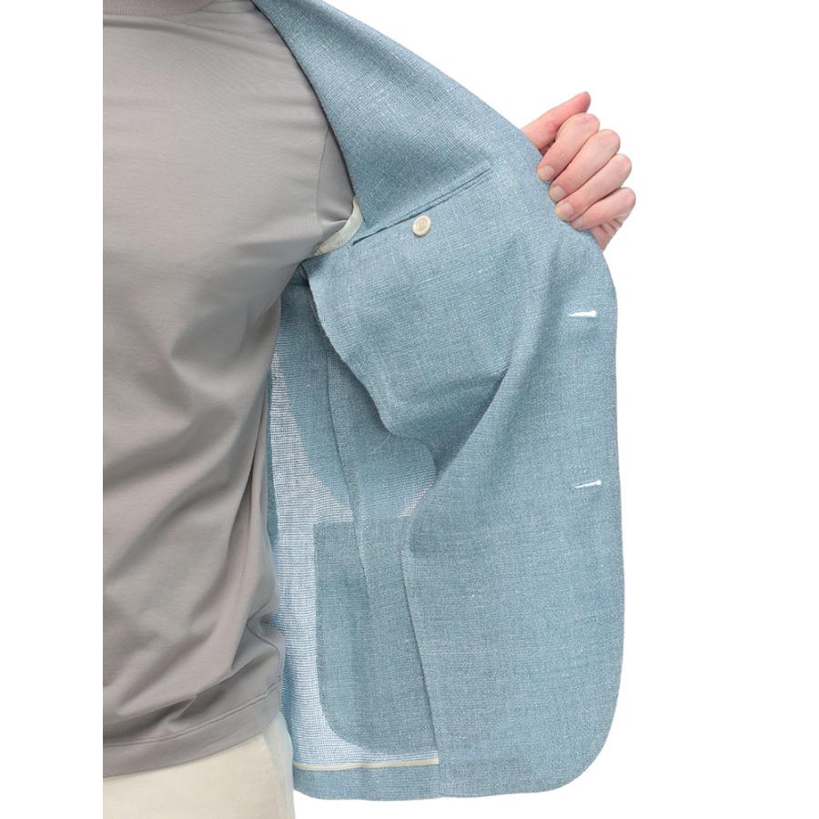 LARDINI ジャケット ラルディーニ ブルー リネン コットン 46 LARDINI（ラルディーニ） ジャケット メンズ ウールリネン シングル