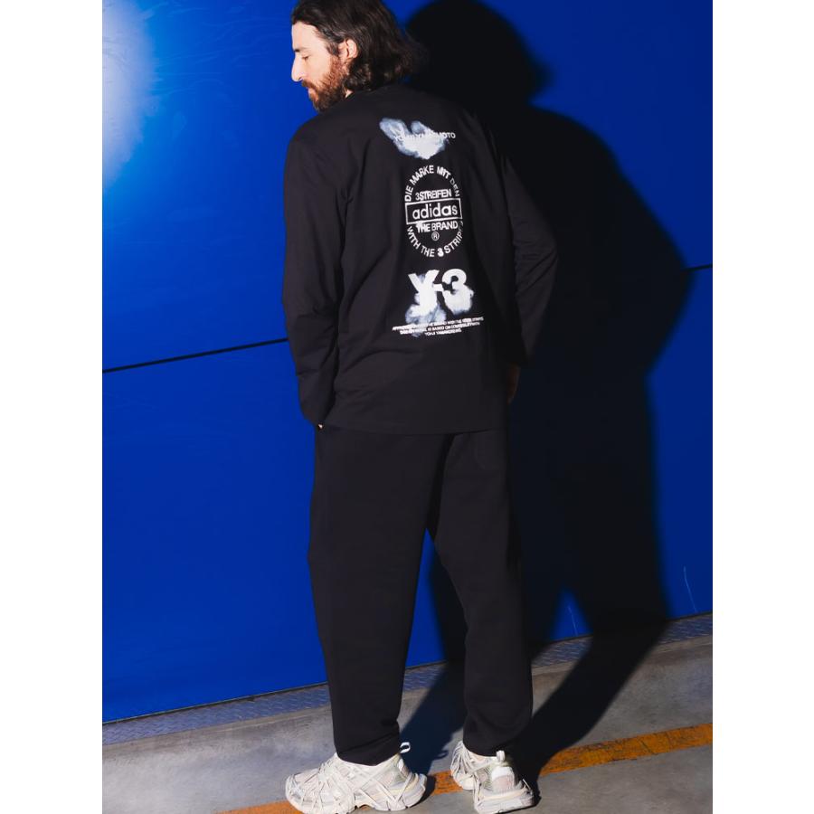 Y-3 ワイスリー メンズ バックプリント クルーネック 長袖 Tシャツ