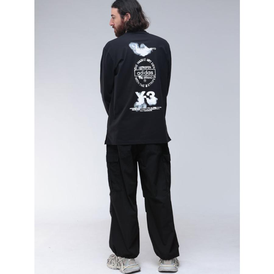 Y-3 ワイスリー メンズ バックプリント クルーネック 長袖 Tシャツ
