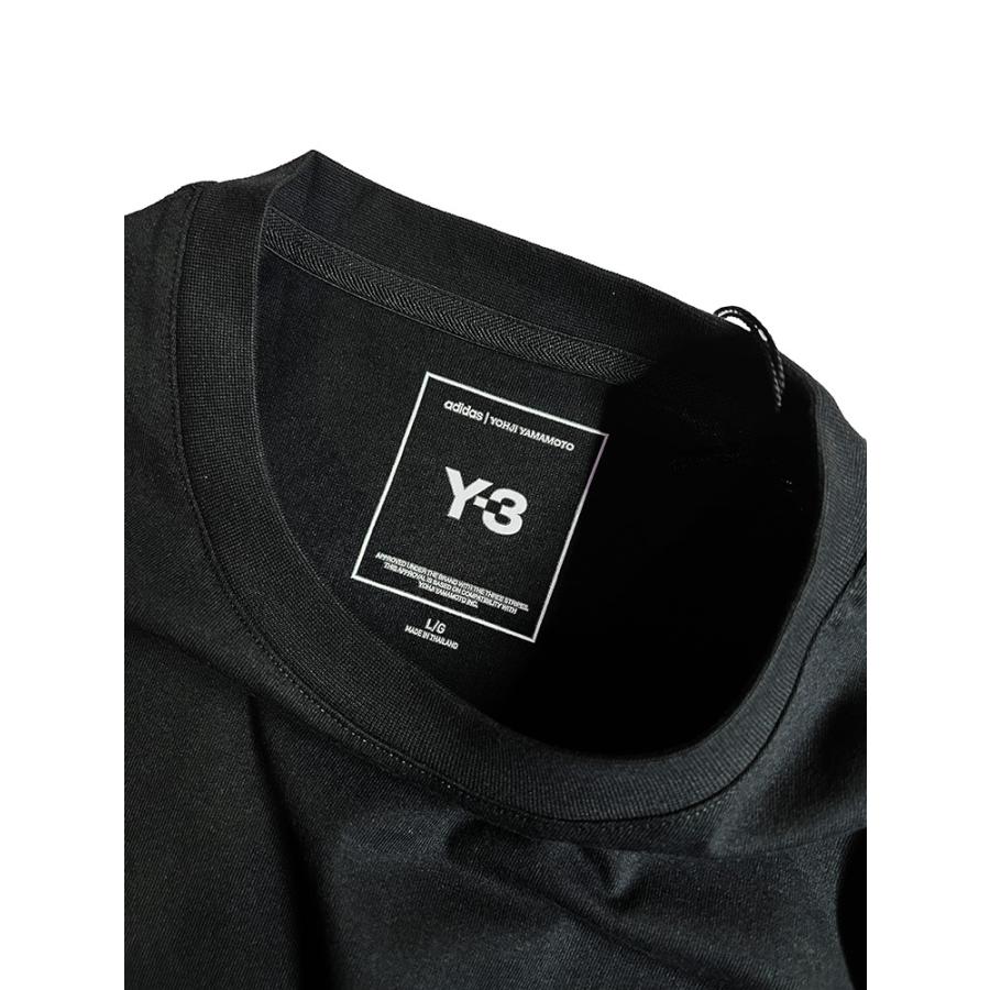 【大人気デザイン】ワイスリー スリーライン バックロゴ 半袖Tシャツ 黒 Y-3 (ワイスリー) バックロゴプリント クルーネック 半袖 Tシャツ
