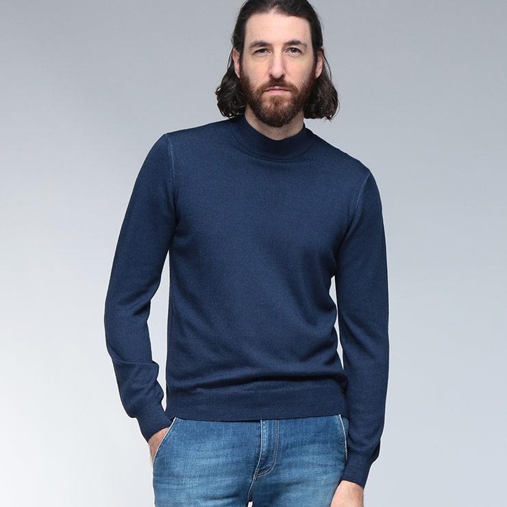 グランサッソ　ネイビー　モックネックセーター 楽天市場】【アウトレット】グランサッソ Gran Sasso モックネック