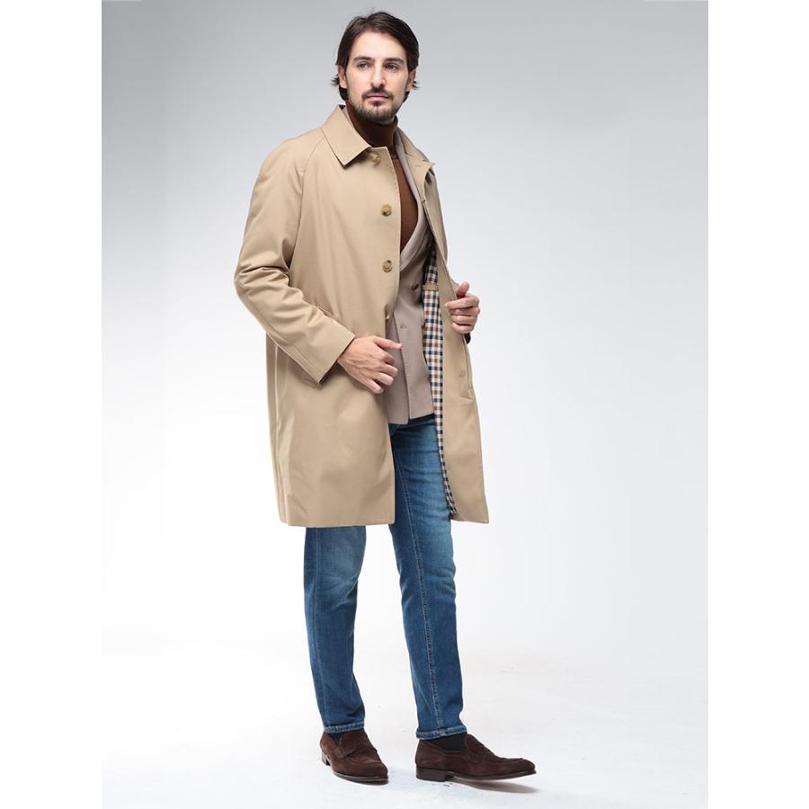 アクアスキュータム ステンカラー コート アウター Aquascutum 総裏チェック シングルボタン ステンカラーコート AQMBA02FN018 メンズの画像