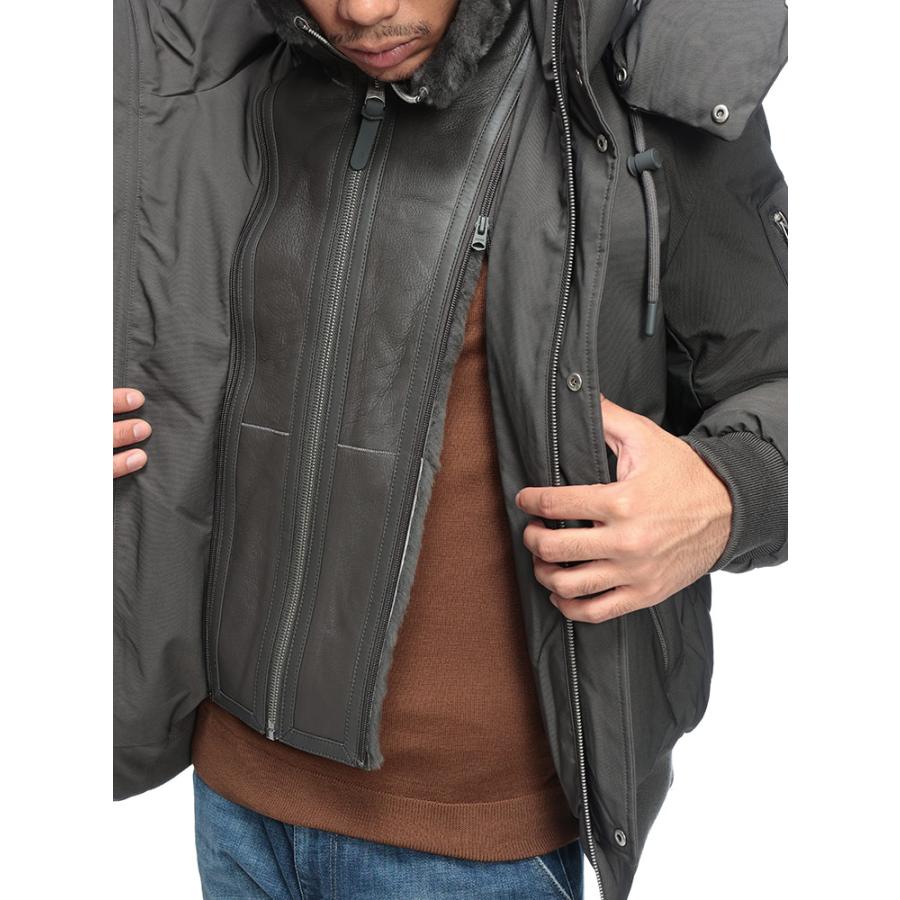 マッカージュ ダウン ブルゾン メンズ MACKAGE シープスキン レザー使い フルジップ ダウンジャケット IKER イケル MKGIKER5の画像
