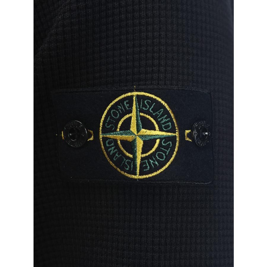 ストーンアイランド メンズ トレーナー 長袖 STONE ISLAND 袖ロゴ ワッフル クルーネック トレーナー SI6100056S0044 ブランド トップス ブラックの画像