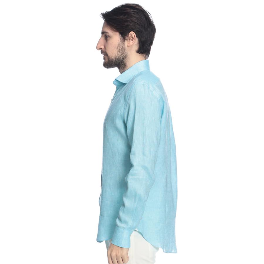 ジャンネット メンズ シャツ 長袖 GIANNETTO リネン100％ 無地 ワン