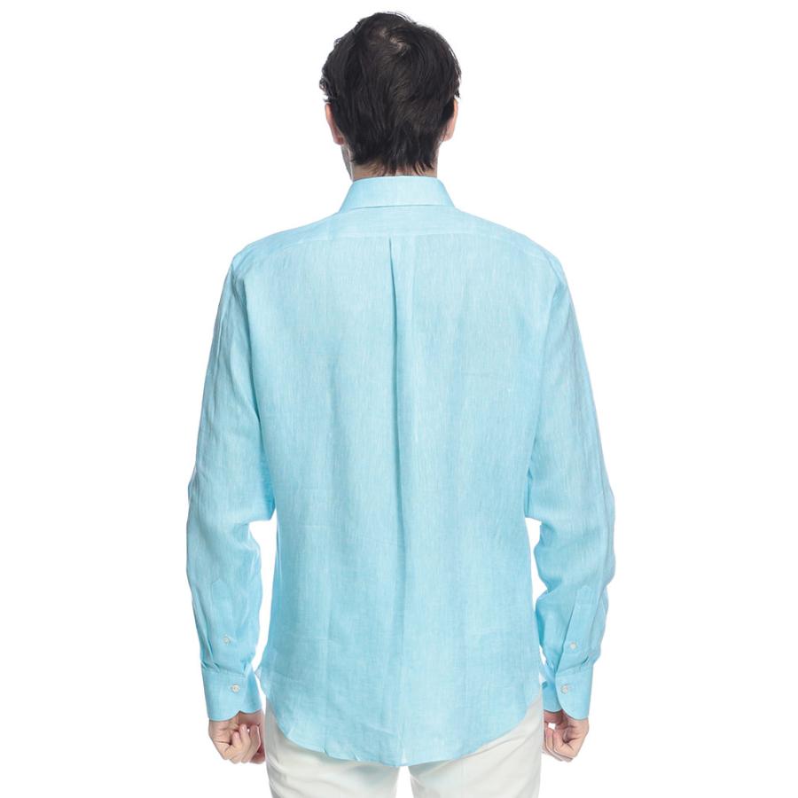 ジャンネット メンズ シャツ 長袖 GIANNETTO リネン100％ 無地 ワン