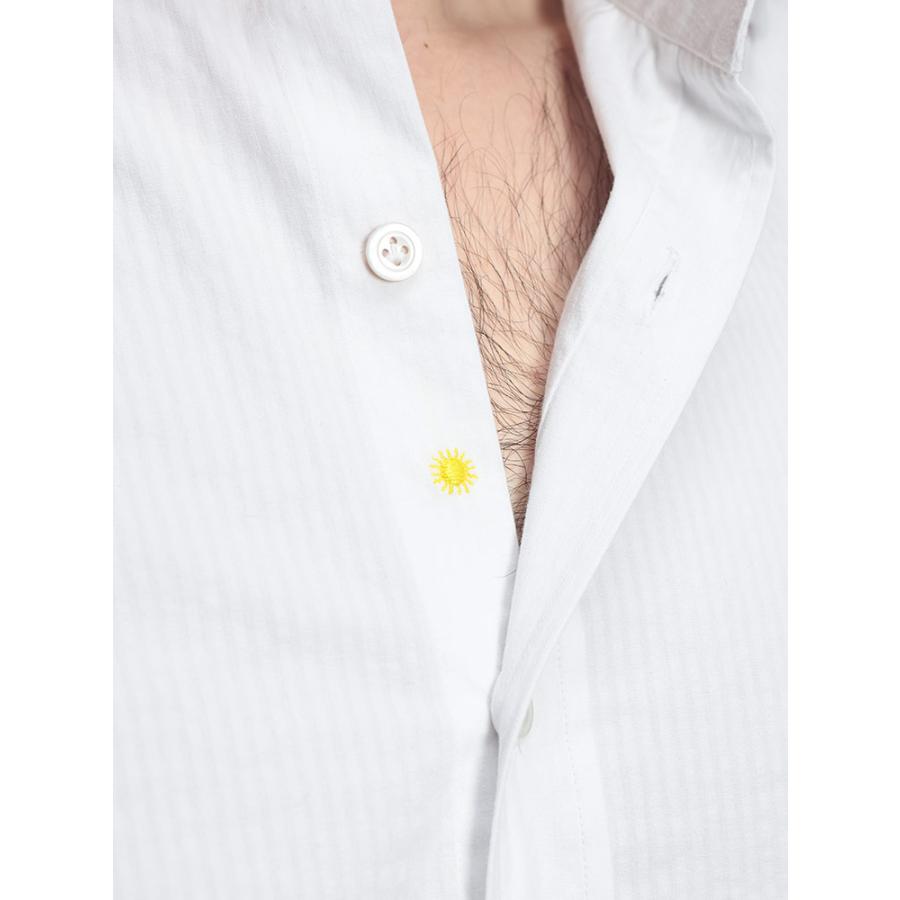 ジャンネット メンズ シャツ 長袖 GIANNETTO シアサッカー 無地 ワン