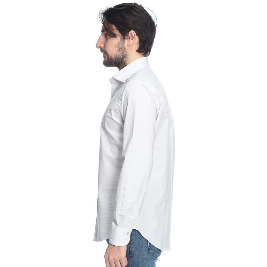 ジャンネット メンズ シャツ 長袖 GIANNETTO シアサッカー 無地 ワン