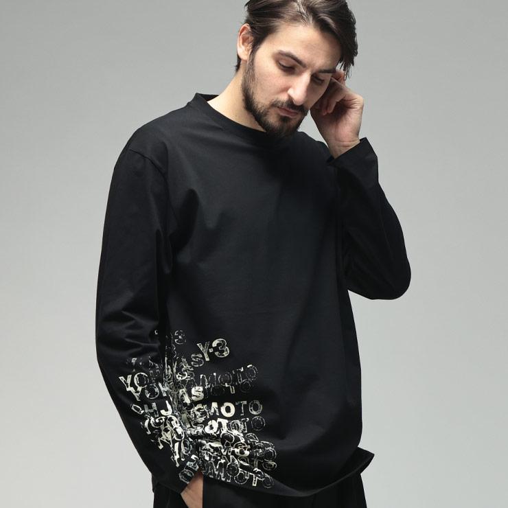 Y-3 ワイスリー メンズ Tシャツ 長袖 ロゴ グラフィックプリント 