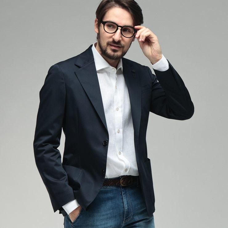 ラルディーニ メンズ ジャケット LARDINI ホップサック シングル