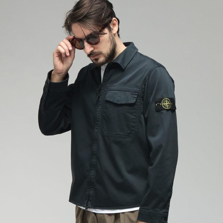 ストーンアイランド メンズ シャツジャケット STONE ISLAND 袖ロゴ
