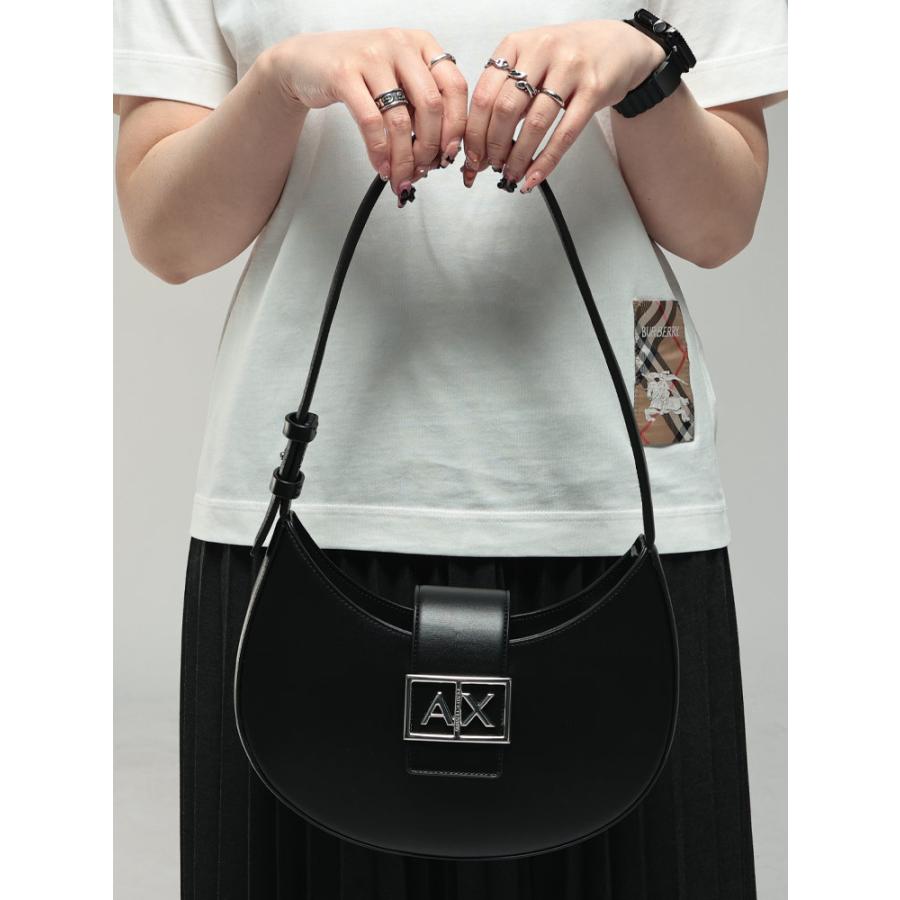 アルマーニ エクスチェンジ レディース バッグ ARMANI EXCHANGE ロゴプレート ホーボーバッグ ハンドバッグ AELW2565AF12039 ブランド 鞄 ブラックの画像
