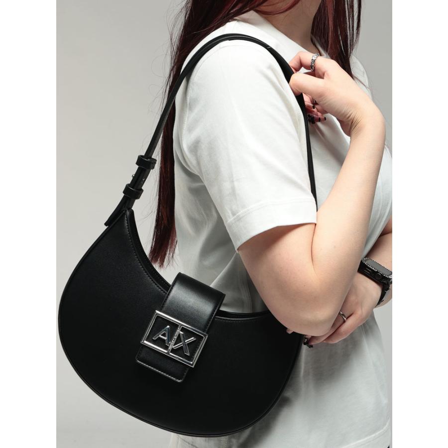 アルマーニ エクスチェンジ レディース バッグ ARMANI EXCHANGE ロゴプレート ホーボーバッグ ハンドバッグ AELW2565AF12039 ブランド 鞄 ブラックの画像