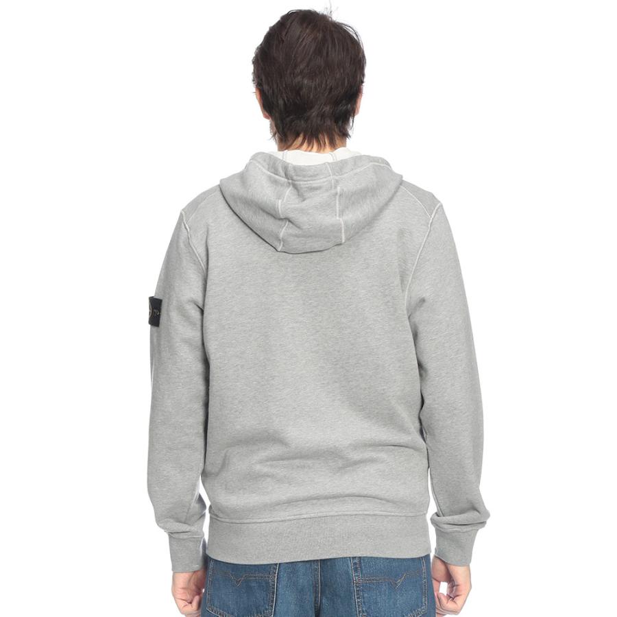 STONE  グレー フルジップパーカー STONE ISLAND（ストーン アイランド） 裏起毛 ロゴパッチ フルジップ