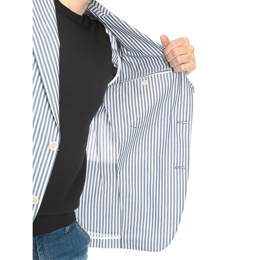 ラルディーニ LARDINI メンズ ジャケット シアサッカー シングル 2ツ釦 テーラード LD6205IF66801 ブランド アウター 無地 ストライプ 春の画像
