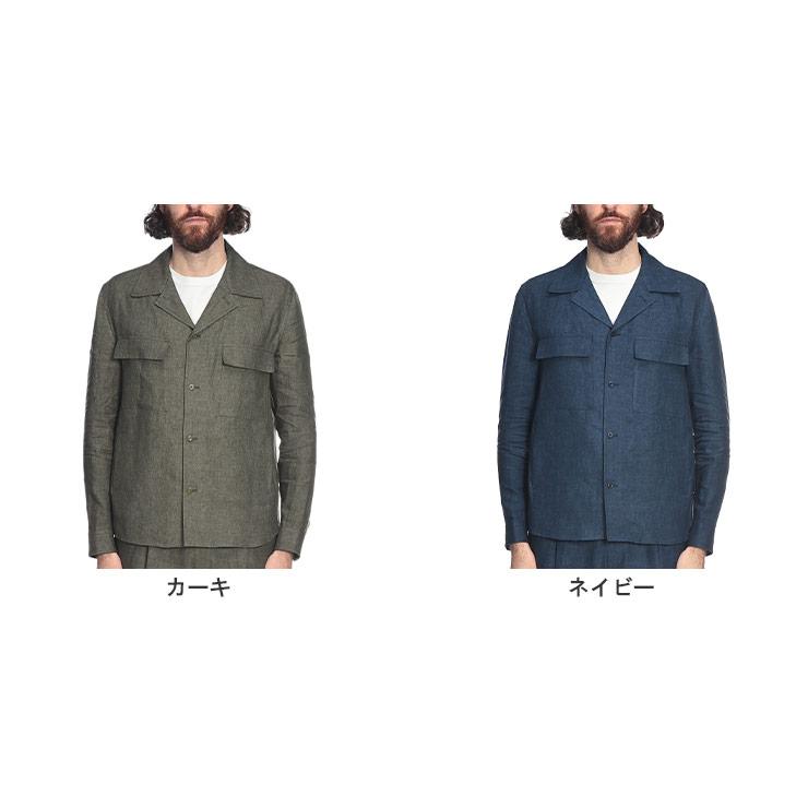 ブリリア BRIGLIA メンズ シャツ ジャケット リネン 麻100％ 無地 クラシックカラー シャツ ブルゾン BRIJOHN300118 ブランド アウター リネンジャケットの画像