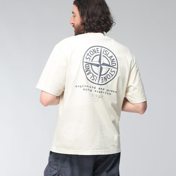 ストーンアイランド STONE ISLAND メンズ Tシャツ 半袖 SI2100002S0365バックプリント クルーネック コットンジャージー WHIRLWIND TYPE PRINT ブランド