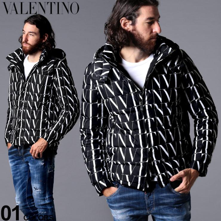 ヴァレンティノ メンズ 中綿ジャケット Valentino ロゴ 総柄 プリント フード VLTN TIMES ブランド アウター ブルゾン