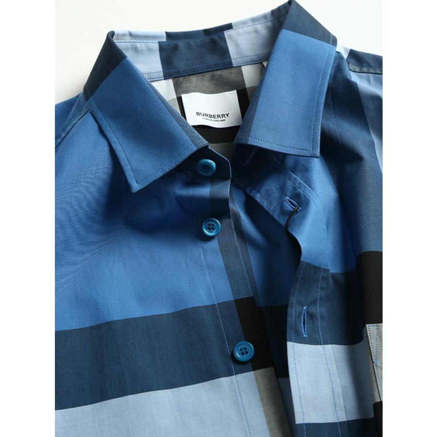 バーバリー　ノバチェック　青　長袖シャツ　8038655 Sサイズ Burberry バーバリー バーバリーロンドン 長袖シャツ チェック