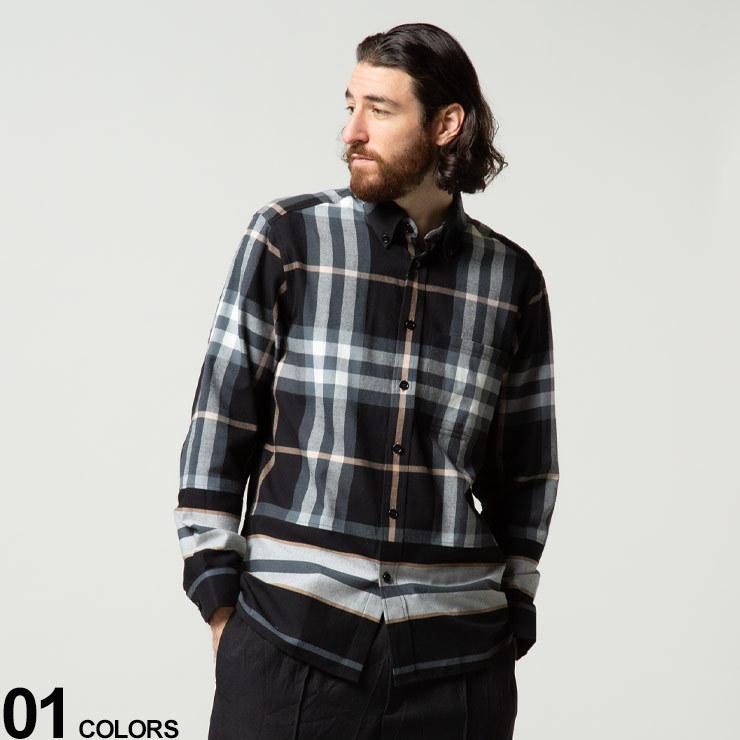 バーバリー シャツ メンズ BURBERRY チェック＆ストライプ フランネル
