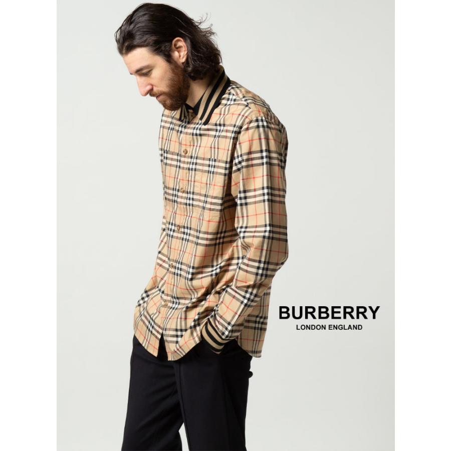 バーバリー シャツ メンズ BURBERRY チェック 襟袖リブ 長袖 シャツ