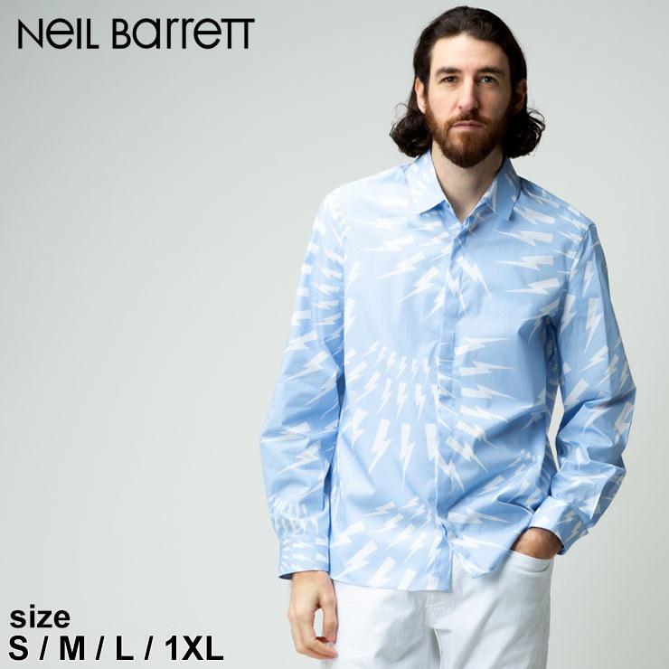 ニールバレット メンズ シャツ NeIL Barrett 総柄プリント 長袖 シャツ