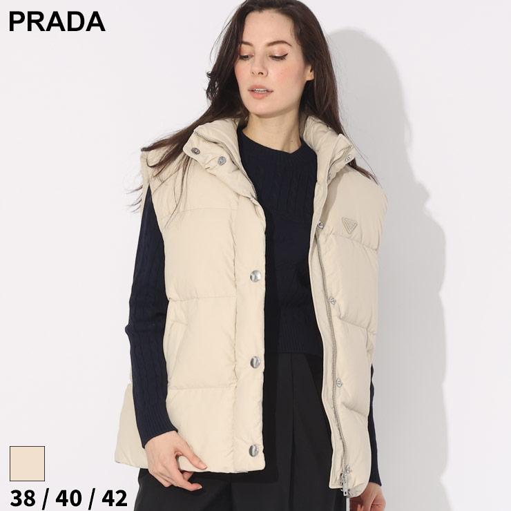 プラダ ダウンベスト PRADA レディース ダウン ジレ ロゴ プレート