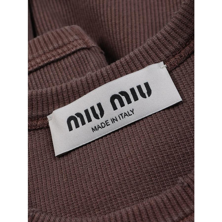 miu ミュウミュウ MIU リブコットン ロゴパッチ クロップド 半袖 miu ミュウミュウ MIU リブコットン ロゴパッチ クロップド 半袖