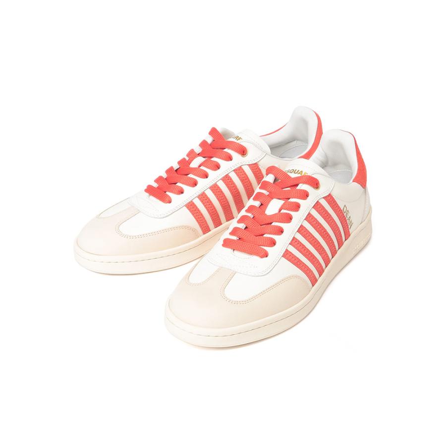 旧作お買い得セール！ DSQUARED2 ディースクエアード メンズ スニーカー 靴 シューズ ローカット SNM0282 01606243 / FREE ホワイト DSQUARED2（ディースクエアード） ワンポイントロゴ レザー ローカット