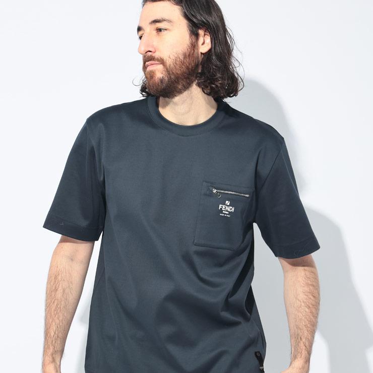 FENDI（フェンディ） 半袖 Tシャツ メンズ ジップポケット クルー
