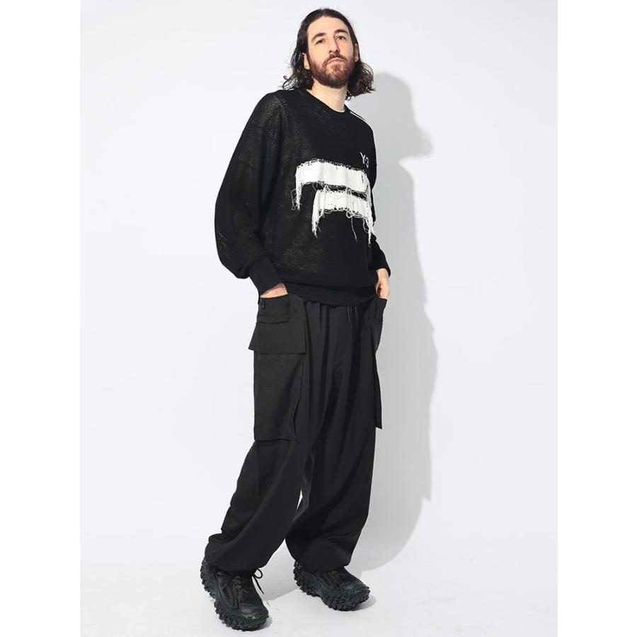 Y3 ワイスリー ニットワイドパンツ Y-3 ワイスリー ニット メンズ スリーストライプ クルーネック GFX