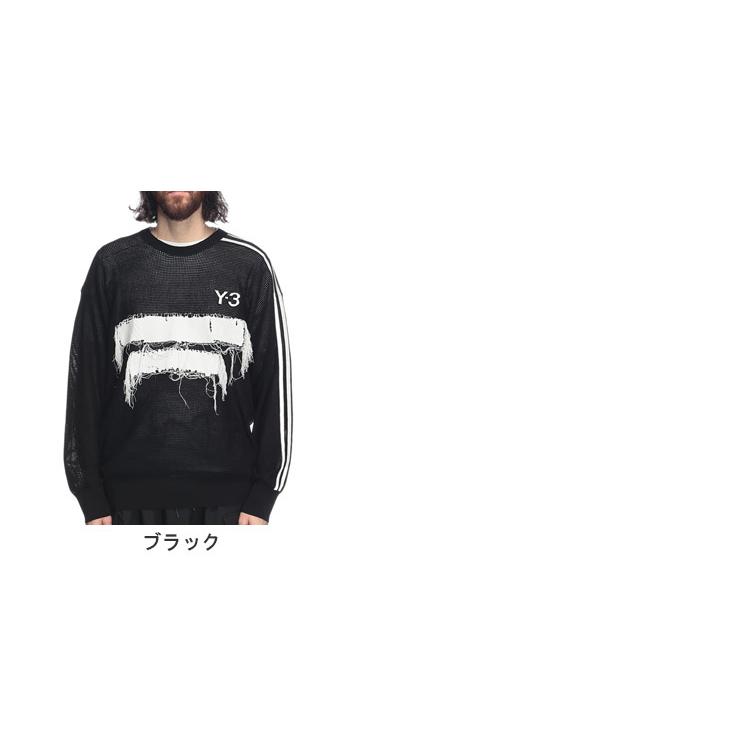 Y-3 ワイスリー ニット メンズ スリーストライプ クルーネック GFX