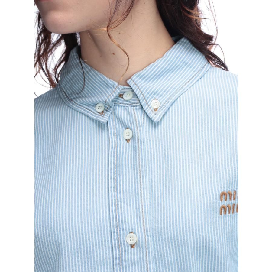 正規品 ミュウミュウ MIUMIU クロップド丈 ロンt MIU MIU (ミュウミュウ) リブコットン ロゴパッチ クロップドTシャツ