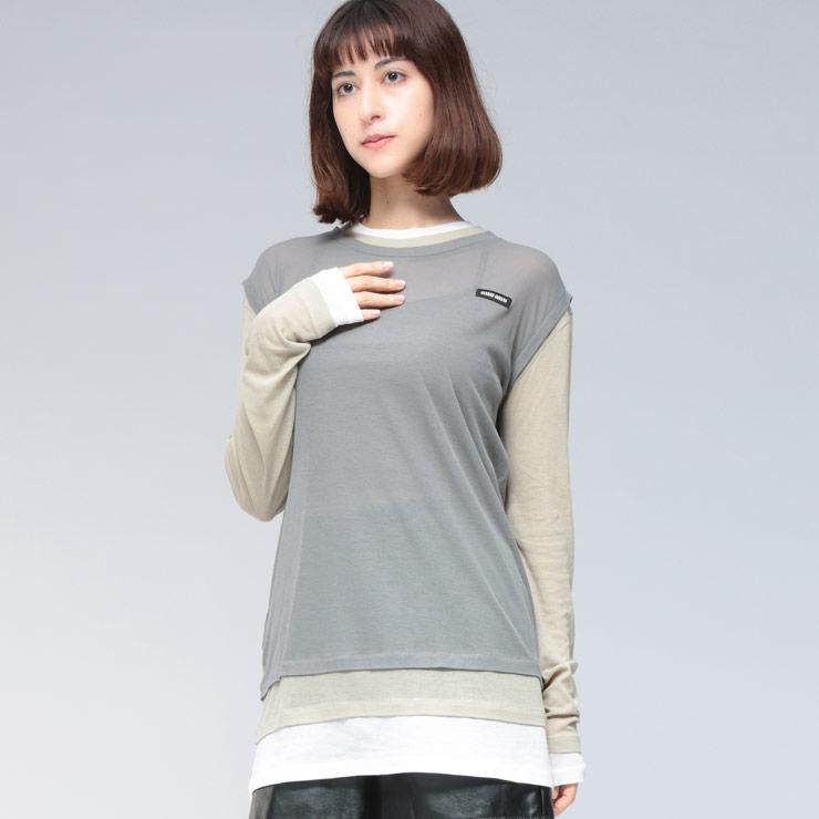 MIU MIU（ミュウミュウ）長袖レイヤード風Tシャツ MIU MIU（ミュウミュウ）長袖レイヤード風Tシャツ MIU MIU