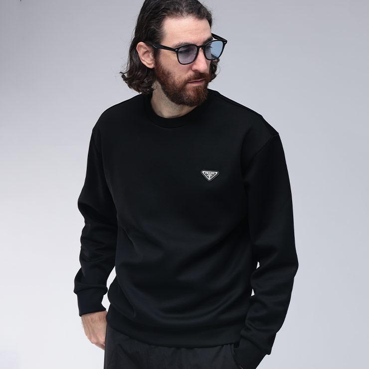 PRADA プラダ メンズ トライアングル ロゴ プレート クルー