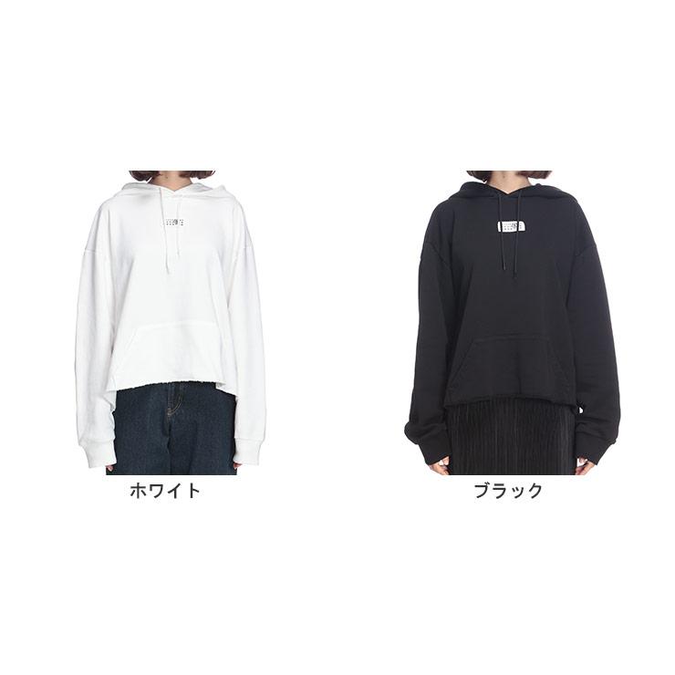 エムエムシックス メゾン マルジェラ フーディ トップス MM6 Maison Margiela レディース カレンダータグ ワンポイント ショート丈 パーカー MM6LS52GU0234の画像