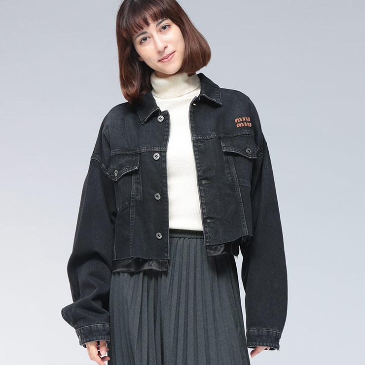 miu miu（ミュウミュウ） 胸ロゴ フルボタン デニムジャケット