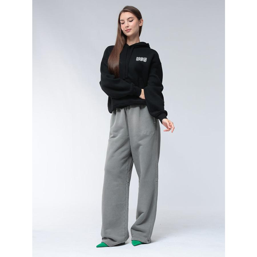 Alexander Wang ショート丈スウェットブルゾン Grey Oversized Crewneck Hoodie with Hand-Crochet Logo in GREY