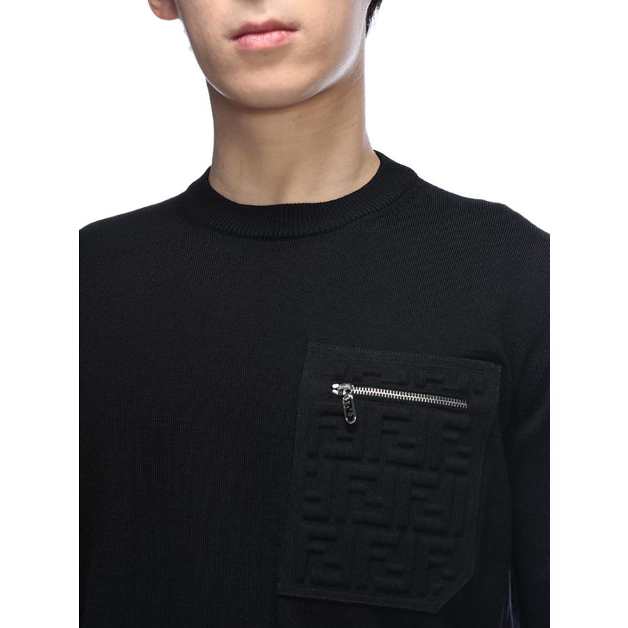 FENDI（フェンディ） ニット メンズ ロゴ ジップ ズッカ柄 ポケット
